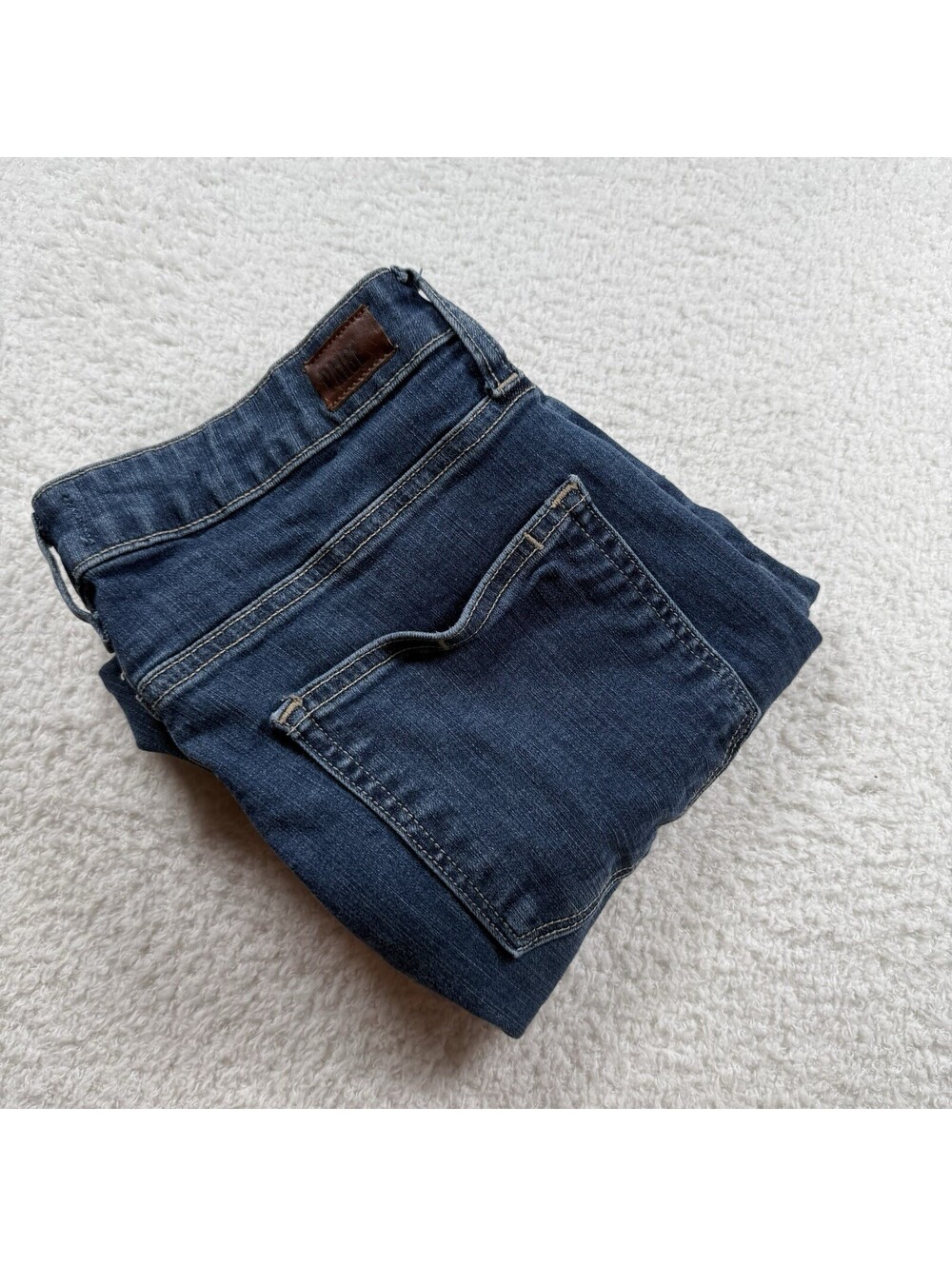 PAIGE Rory Crop Flare Jeans Women’s 30 Medium Wash Raw Hem Stretch Denim